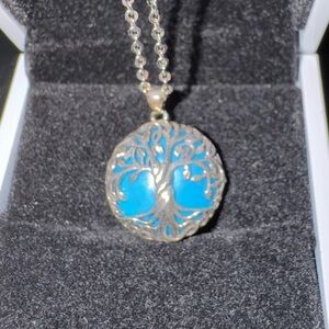 New Tree of Life Necklace 925 Sterling Silver Genuine Natural Turquoise Pendant
